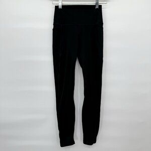 Senita Athletics Crop‎ Leggings Size S Black Pockets Activewear Yoga Stretch
